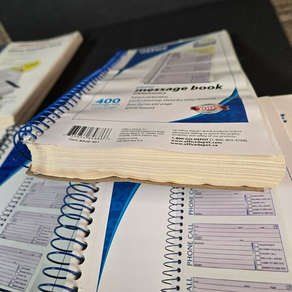 LOT (7) 2-Part Carbonless Phone Call Message Spiral Books 2700 Total Forms - Picture 3 of 4